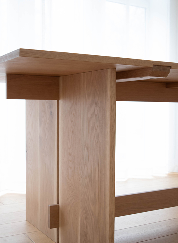 Japandi Solid Oak 6 Seater Dining Table - #021